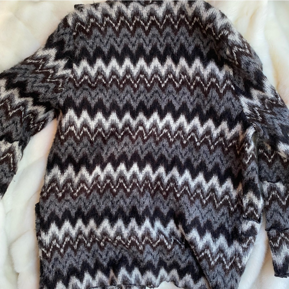 Vintage Chevron Wool Pattern Brown Button Down Ca… - image 3